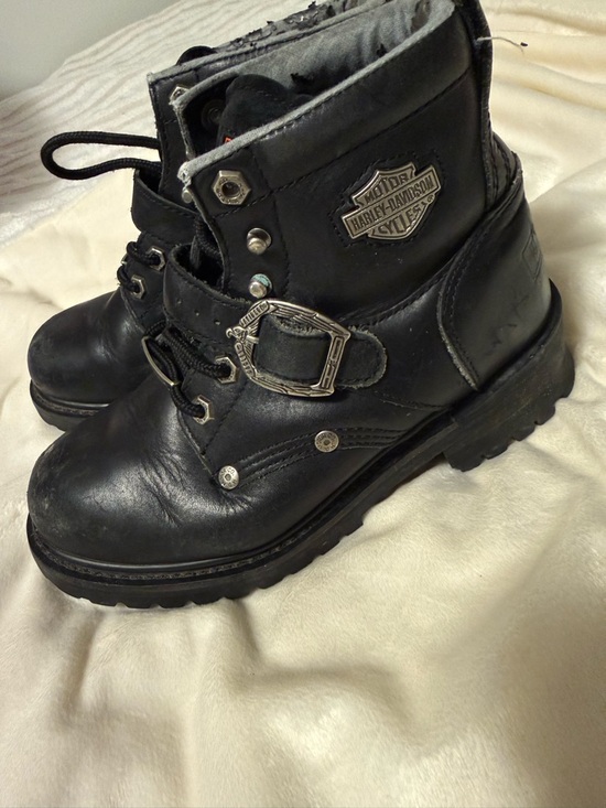 Harley-Davidson Shoes - Harley-Davidson Black Leather Biker Boots with Buckle